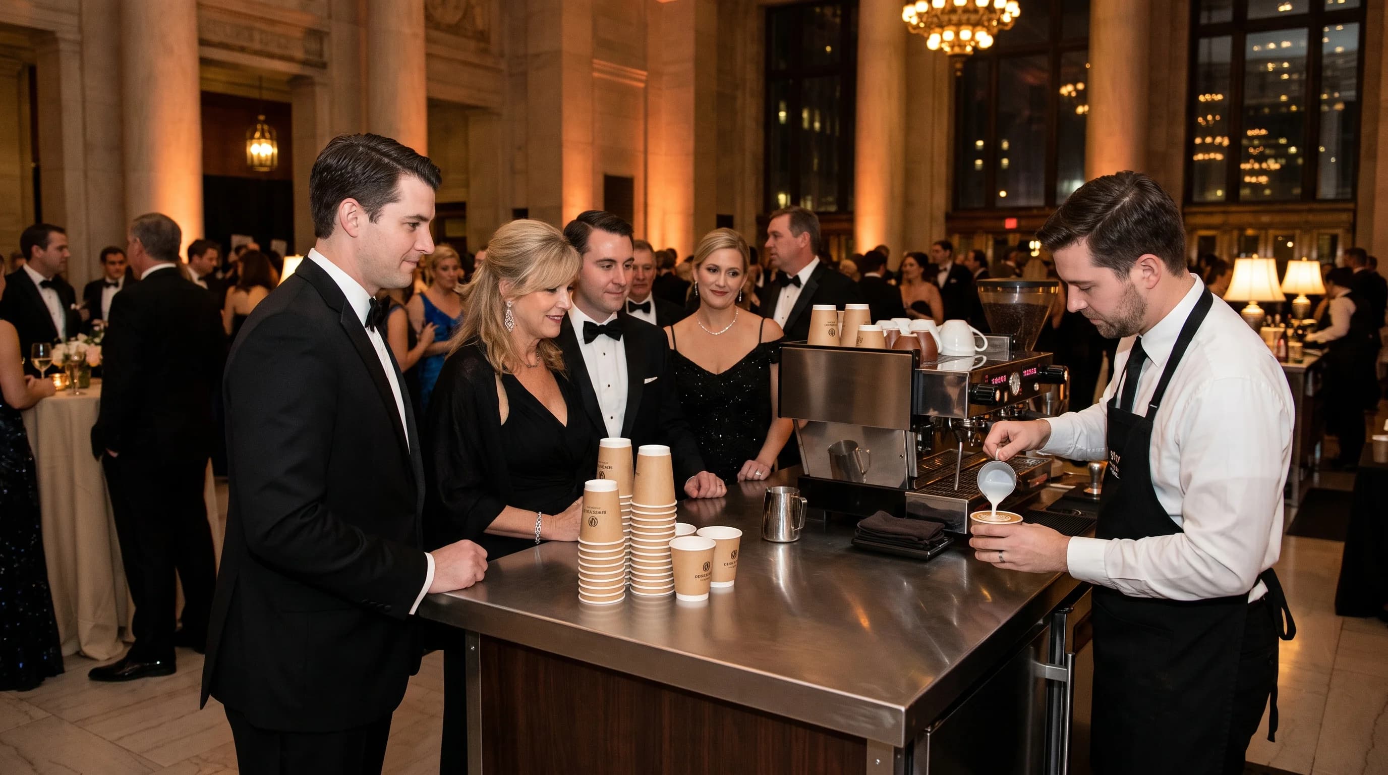 Coffee activation at a corporate gala