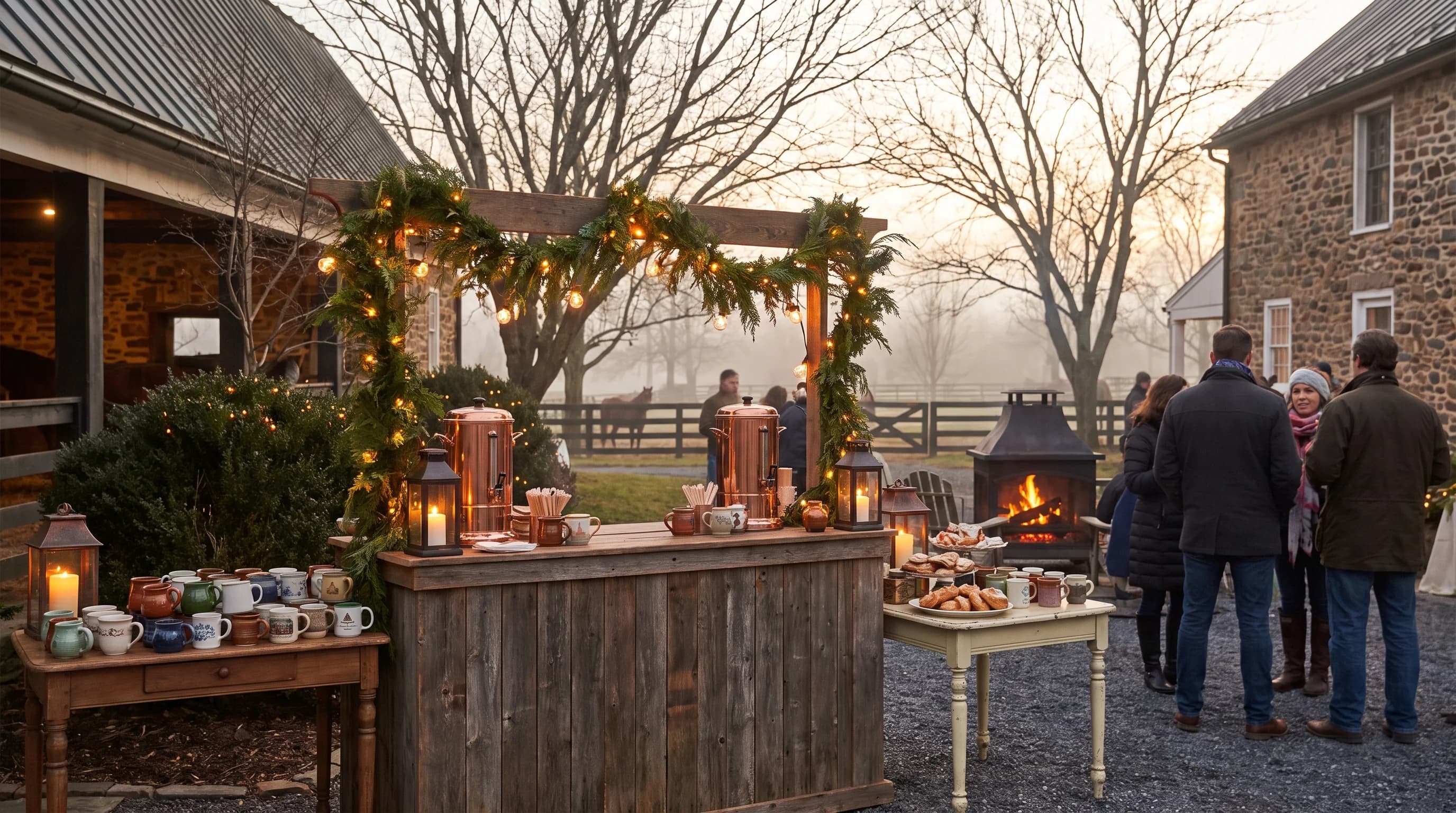 Coffee bar setup at a Middleburg winter wedding